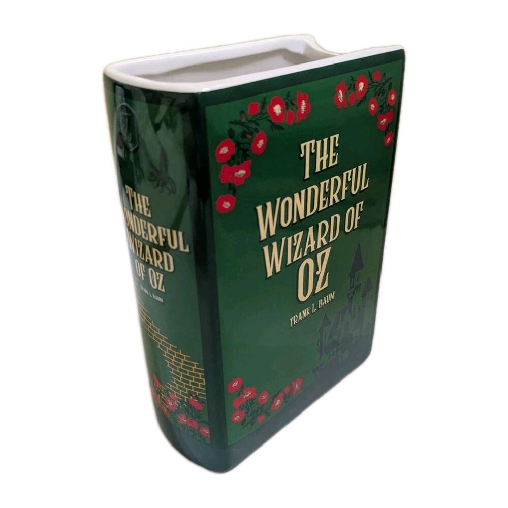 Steel Mill & Co. The Wonderful Wizard of OZ Green Ceramic Book Shape Vase New